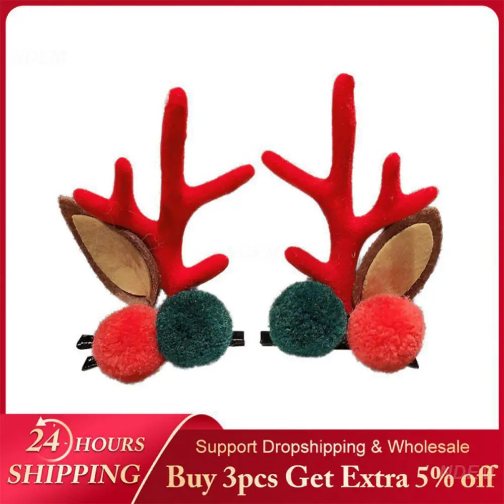 Christmas Hats Versatile Fresh And Sweet Hairpin Christmas Hair Clips Easy To Wear Acrylic Christmas Elk Ear Hairpin Hair Clips