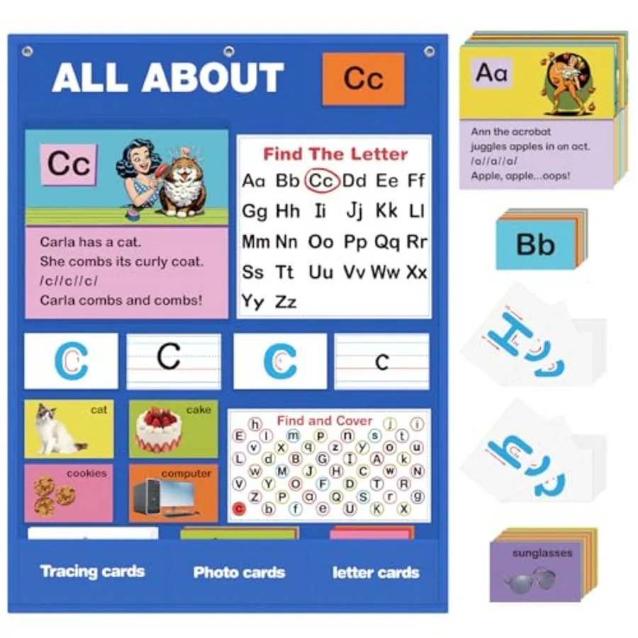 

Alphabet Learning Pocket Chart Alphabet Wall Chart for Toddlers 1-3 Handwriting Practice Letter Tracing Circle Time Learning Ce