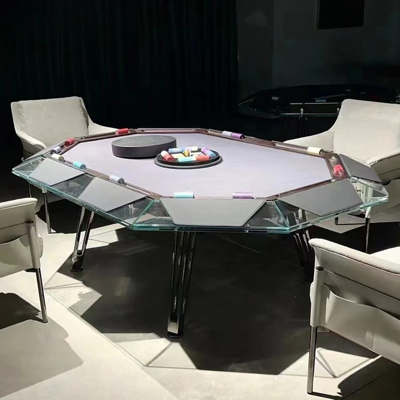 Tempered glass crystal table high-end light luxury chess and card table
