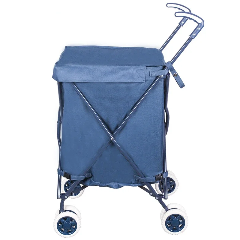 Folding Shopping Cart Grocery Cart with Washable cover Carbon steel Utility Trolly Cart for Shopping Laundry Camping