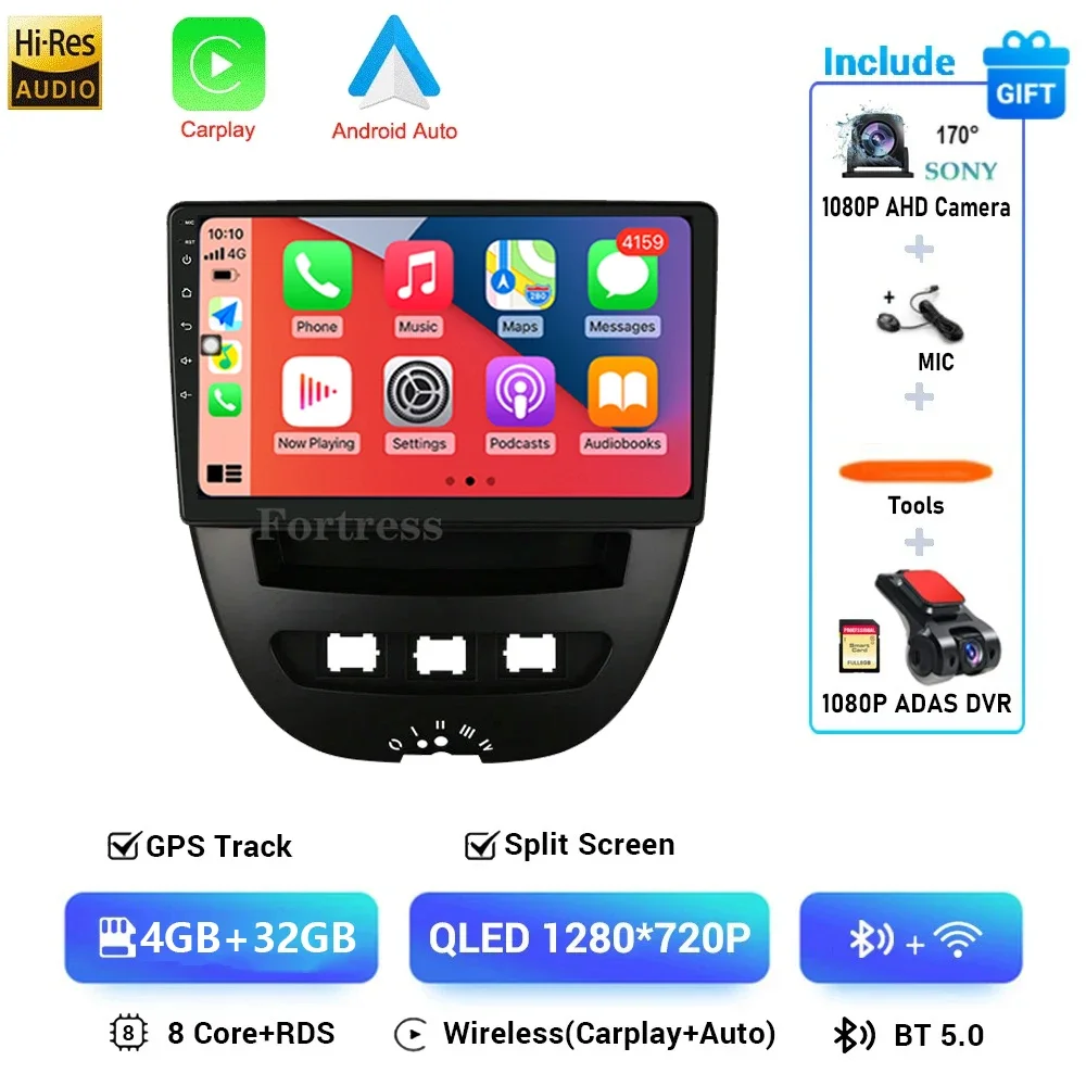 Android 16 2 Din Auto Multimedia Speler Voor Peugeot 107 Toyota Aygo Citroen C1 2005-2014 Head Unit Stereo GPS navigatie BT WIFI