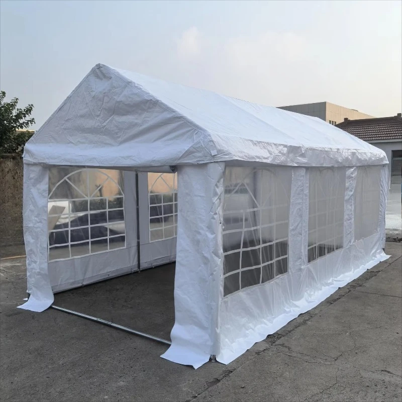 Outdoor custom event party tent 10 X 20 (white PE tarp and steel frame straight support, with floor pole)