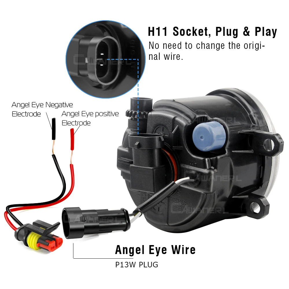 2IN1 Car Front LED Fog Light + Angel Eye Daytime Running Lamp For Lexus RX350 RX450h 3/III 2010 2011 2012 2013 2014 2015 view 6