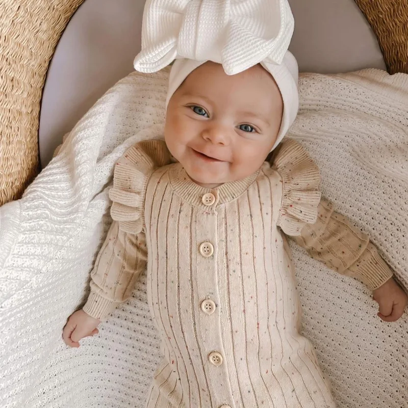 

0-24M Knitted Winter Romper for Newborn Baby Girl Fall Cotton One Piece Long Sleeve New Jumpsuit Outfit Infant OutWear Sweater