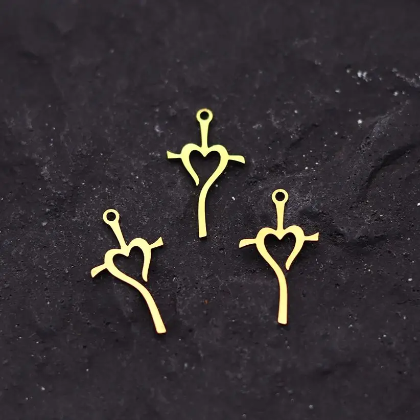 

3pcs Simple Cross Heart Line Charms Stainless Steel Pendant DIY Craft Tassels Earrings Necklace Jewelry Making Amulets Accessory