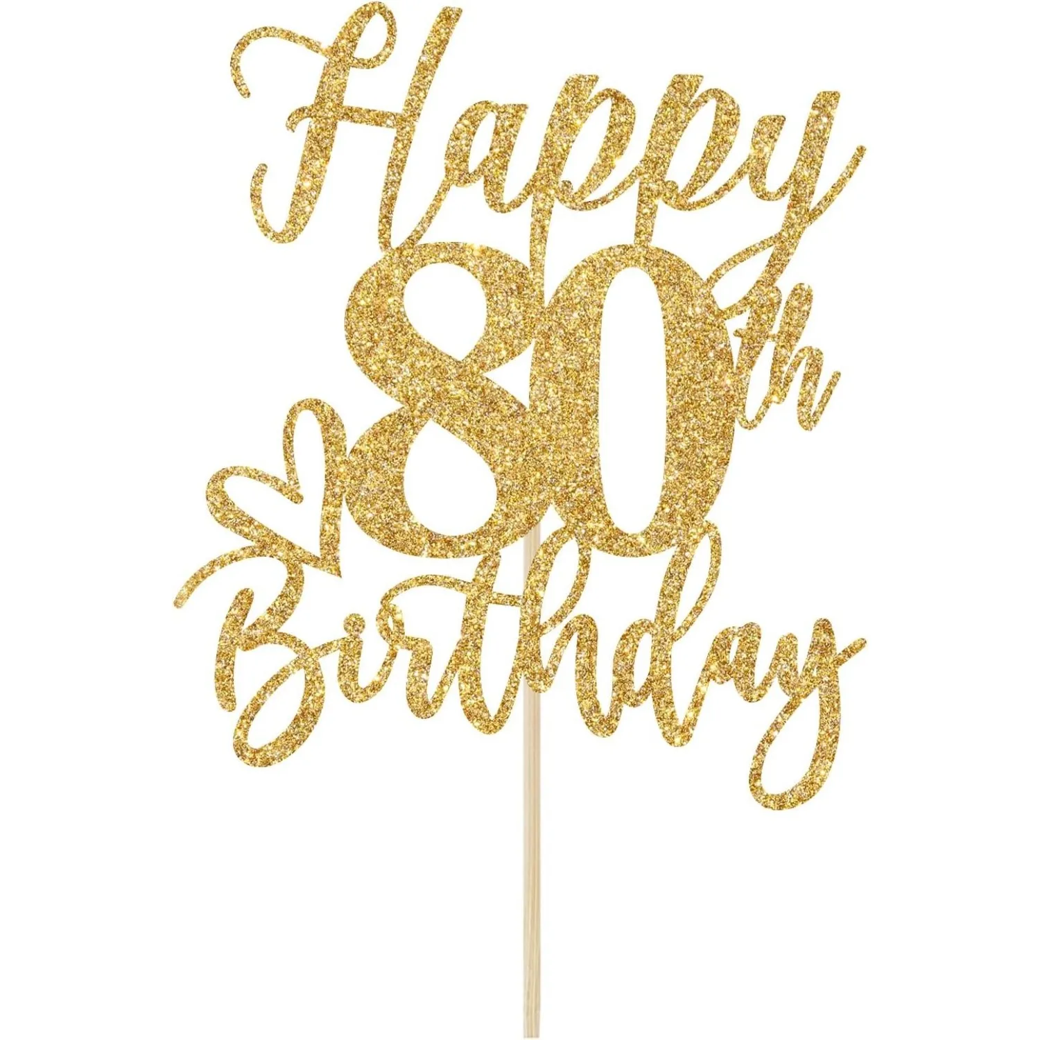 1 Stück Gold-Glitzer-Geburtstagstorten-Topper, lustige Geburtstagsparty-Dekoration (Alles Gute zum 80. Geburtstag, Gold-Glitzer) – Detail 7