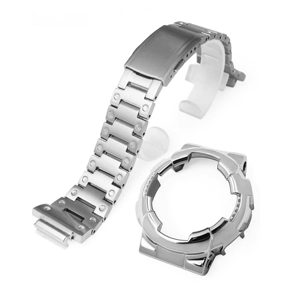 Watch Band Strap For GA-100 110 120 140 GD-100 110 120 GLS-100 GAX-100 Watchband With Frame Bezel Stainless Steel Case