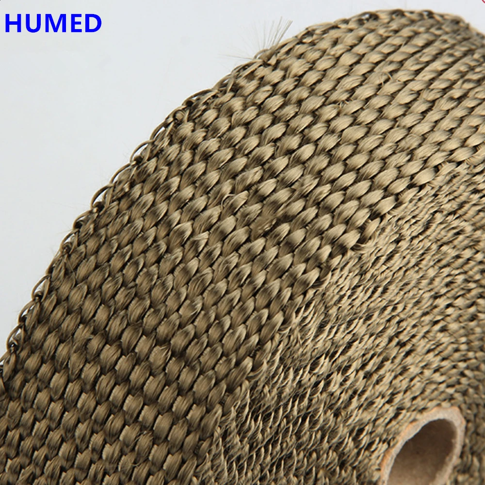 1.5mm*25mm*15m Exhaust Heat Wrap Roll for Motorcycle Fiberglass Heat Shield Tape with Stainless Ties