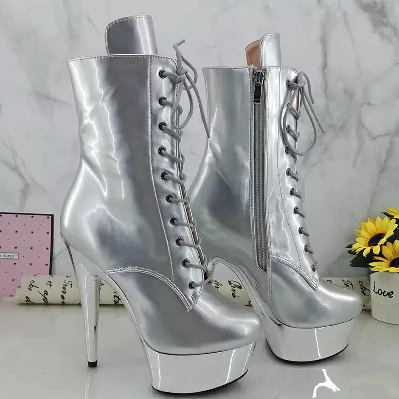 

Model Shows PU Upper 15CM/6Inch Women's Platform Party High Heels Shoes Pole Dance Boots 002