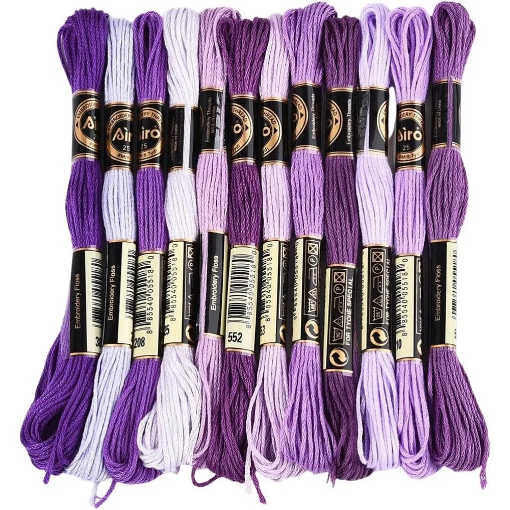 12 pelotes de fil à broder violet en polyester, dégradé, pour bracelets d'amitié, fils à coudre multicolores en vrac