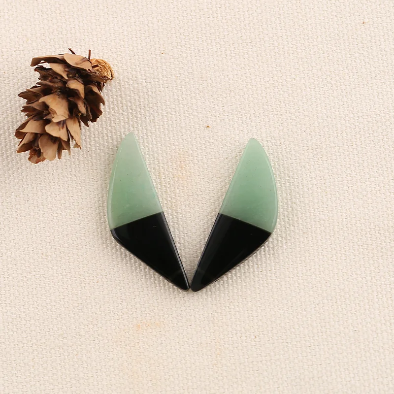 B&F Obsidian＆Green Aventurine Earring Beads for JewelryMaking Handmade Natural stones beads, Stones for jewelry Making Supplies