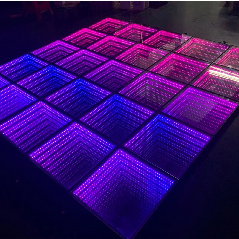 Sailwin-Dance Floor LED portátil para casamento, Dance Floor 3D interativo, espelho infinito, luz LED com fio