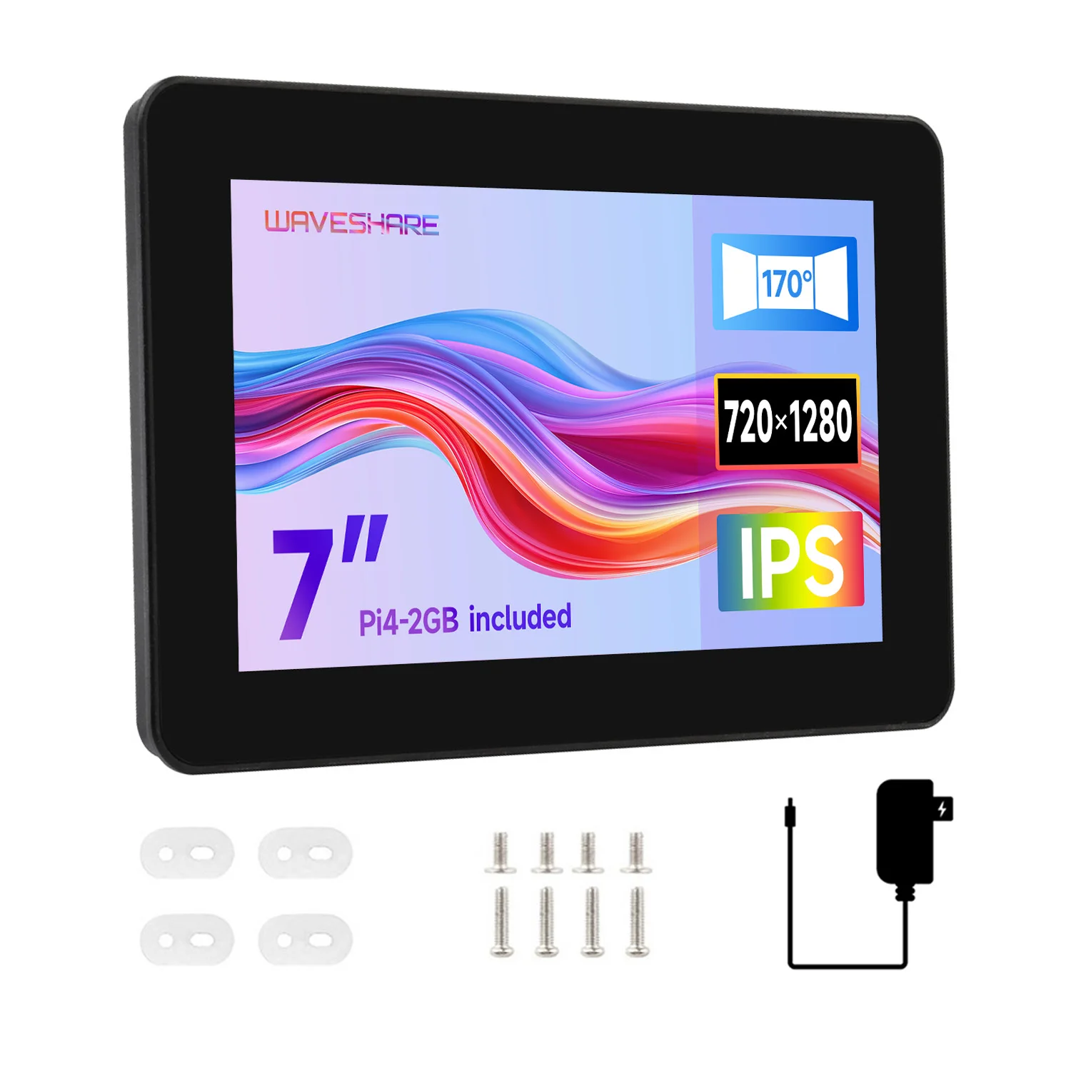 Waveshare 7inch 720 × 1280 Industrial HMI All-in-one Touch Display For Raspberry Pi 4/5, Supports Dual 4K HDMI Output, 10-point