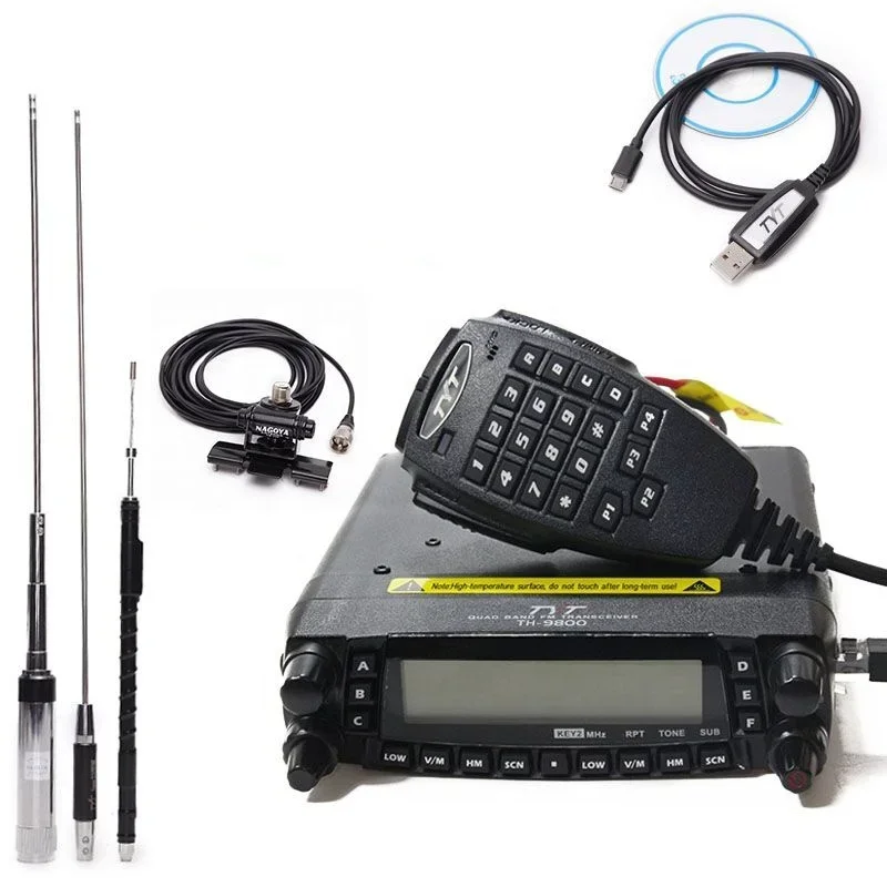 yyhc TYT TH-9800 Plus Quad Band Car Radio Station+Antenna/Cable 50W VHF UHF Mobile Radio Walkie Talkie Car With Antenna Cable Mi