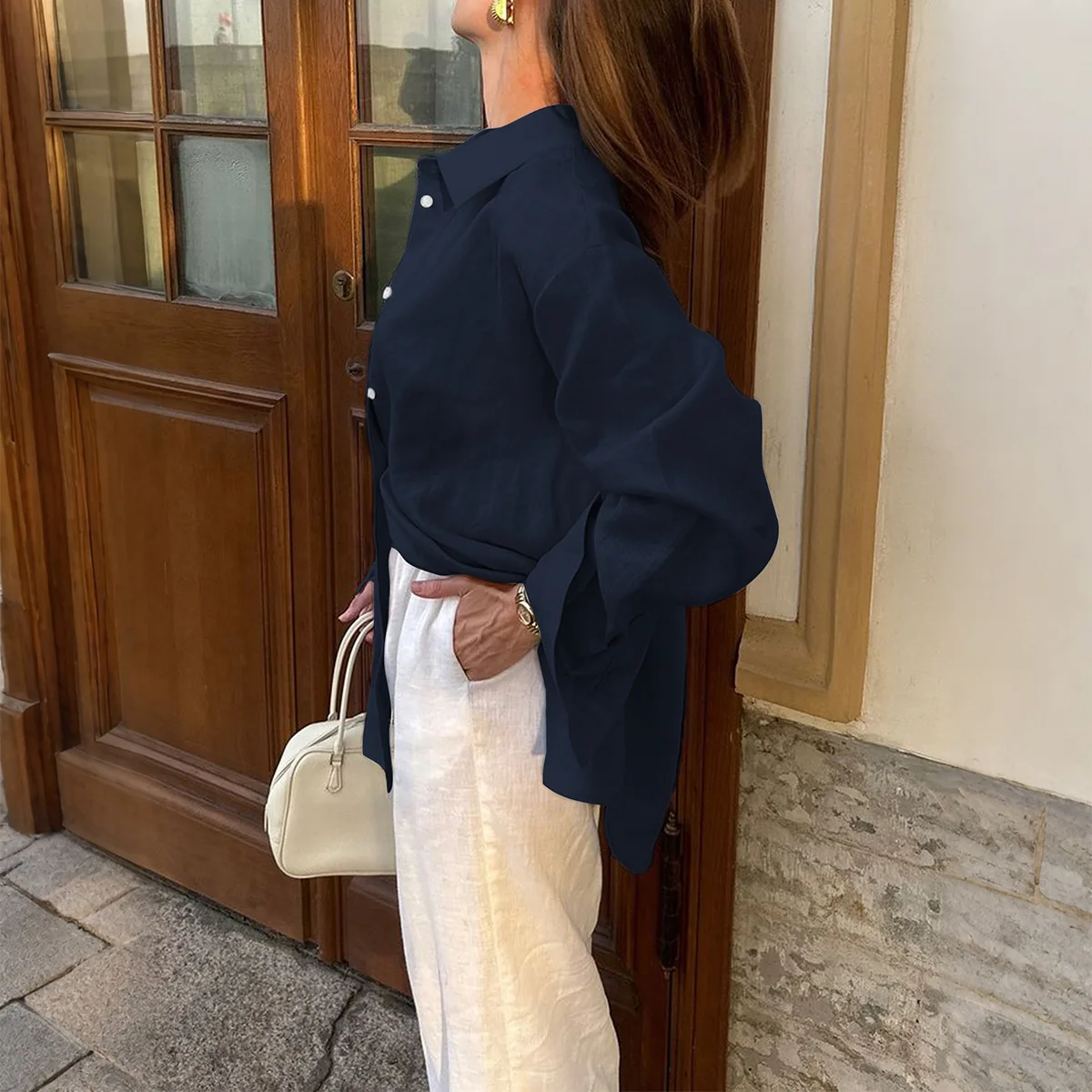 Solid Casual losse shirts voor dames 2025, herfst vintage damesoversized shirts en blouses, mode, elegante jeugd, vrouwelijke tops