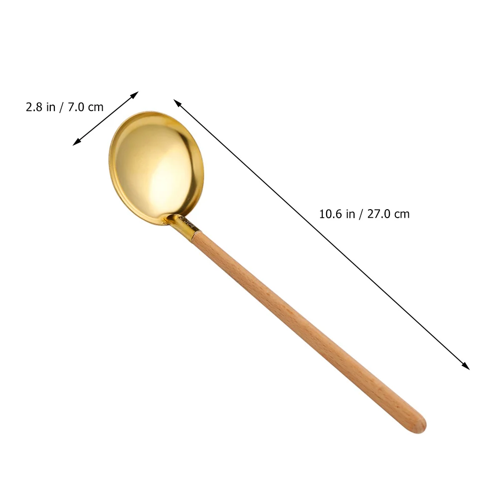 

2pcs Wooden Handle Soup Ladle Slotted Spoon Set Stainless Steel Hot Pot Cooking Utensil Dishwasher Safe Retro Kitchen Tool For
