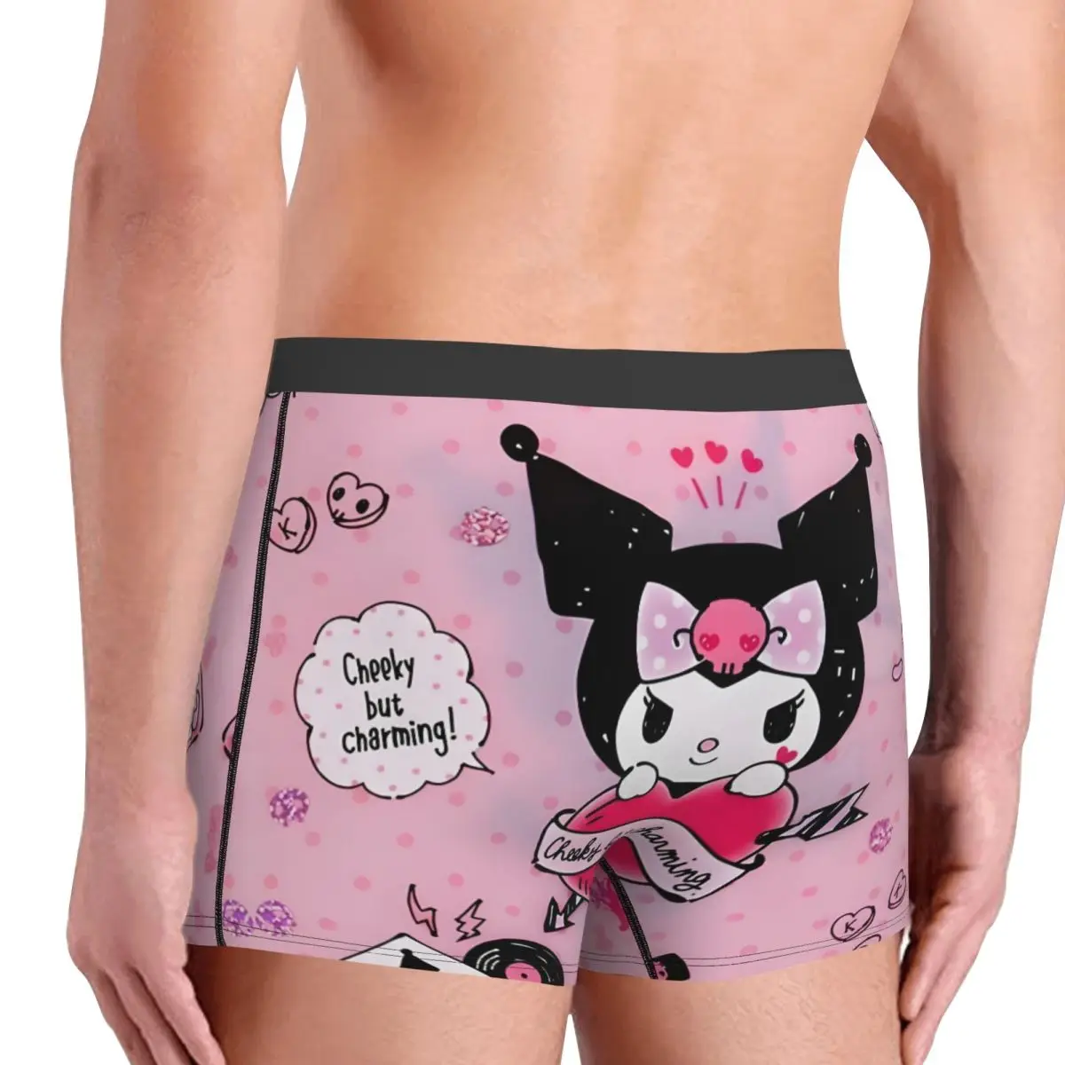 Custom ชายแฟชั่น Kuromi คลาสสิกอะนิเมะชุดชั้นใน Kawaii ออกแบบกางเกงนักมวยนุ่มกางเกงขาสั้นกางเกงกางเกง