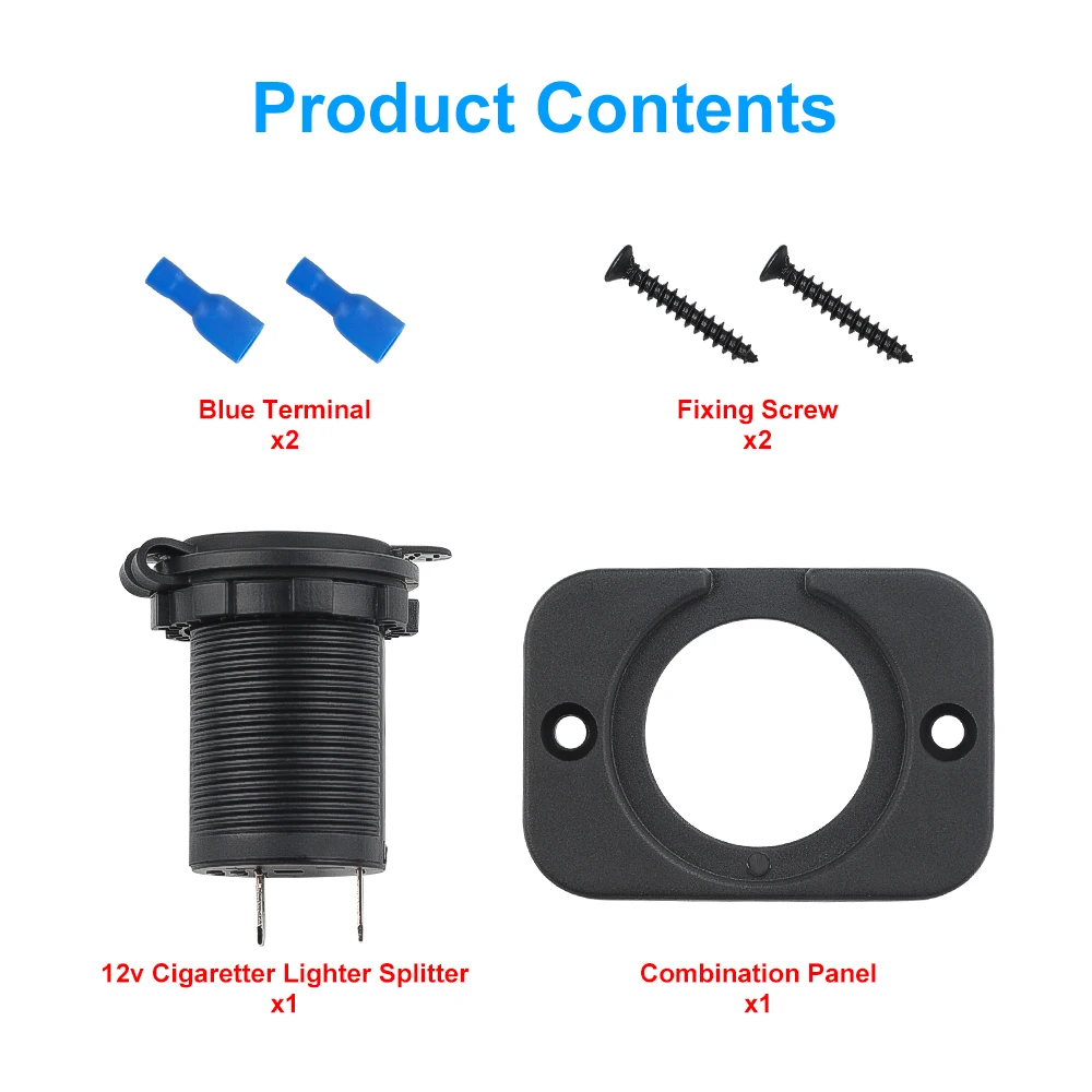 Car Charger Socket With Panel Car Marine Motorcycle ATV RV Lighter Socket Power Outlet Socket Receptacle 12V Waterproof Plug