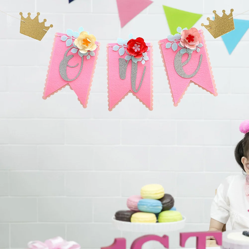 

The Flowers Baby Girl Beautiful Decoration Top Hat Mini Tweezers One High Chair Banner