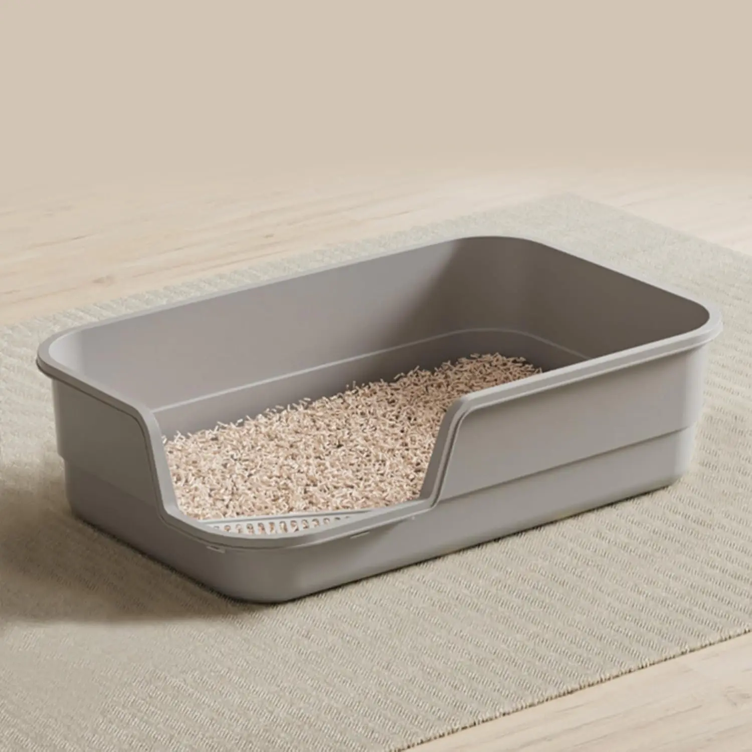 

Extra Large Cat Litter Box with High Sides, Low Entry, Anti-Splashing, Easy Clean, 23.6' x 15.7' x 5.9' (Grey)