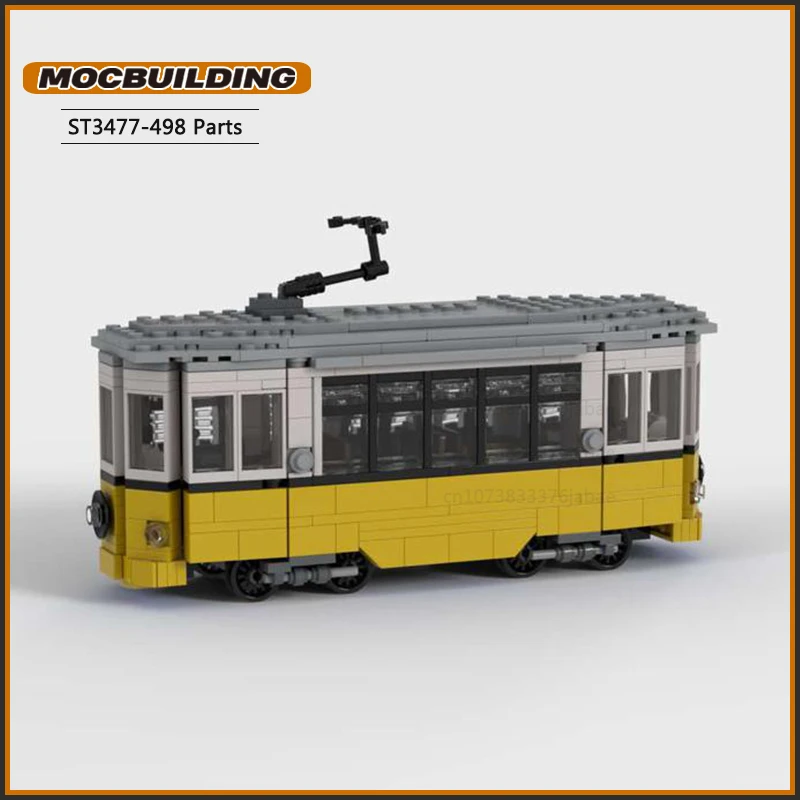 MOC Building Blocks Tram Old Style Train Model City Express Transit Vehicle DIY Assembled Technology Bricks Display Children Toy