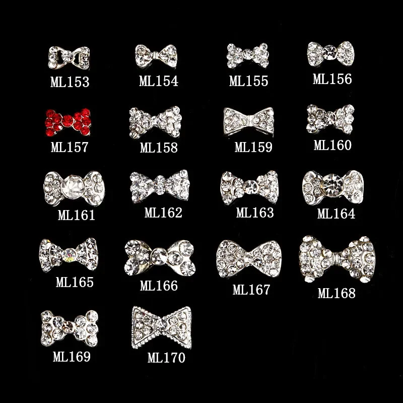 

10PCs/Lot 3D Nail Art Decoration CLEAR DIAMANTE BOW Rhinestone Crystal Gems Nail Charms Nail Art Decoration LARGE RIBBON BOW