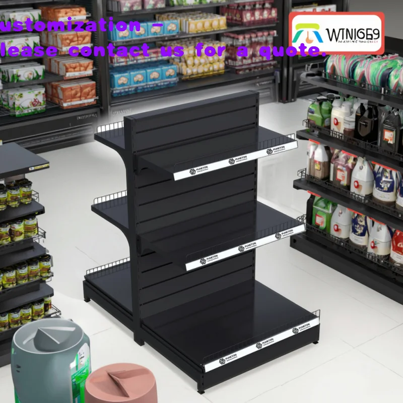 

Индивидуальные двусторонние металлические стеллажи для демонстрации товаров, легкие, для супермаркетов и магазинов, с задней панелью из ламелей