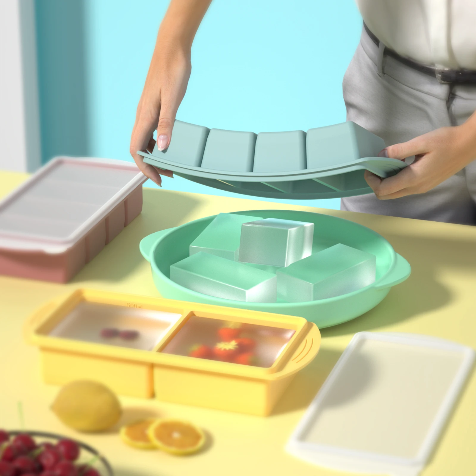 Silicone Freezer Trays with Lid, Silicone Freezer Molds for Freezing Soup, Stews, Sauces. Oven & Dishwasher-Safe, BPA Free