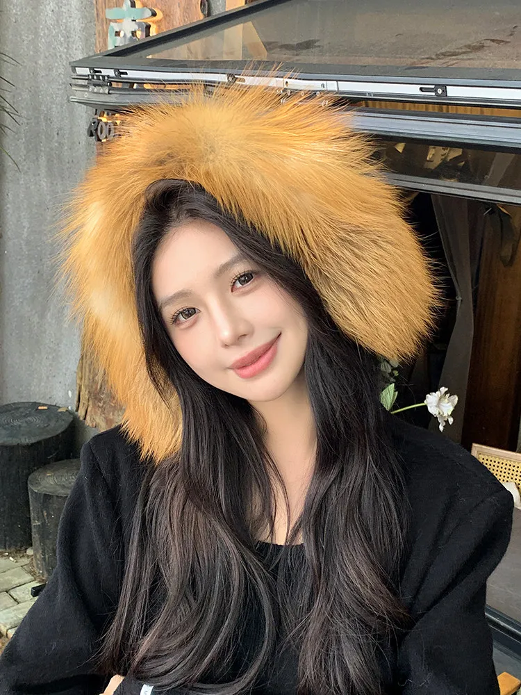 Winter Real Fox Fur Earmuffs Women Natural Silver Fox Fur Scarves Dual Use Genuine Red Fox Earmuffs Outdoor Neck Warm Bib Scarf