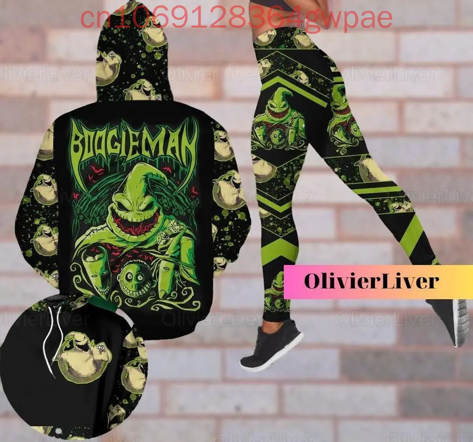 Oogie Boogie Halloween Hoodie and Leggings Women's Set The Nightmare Before Christmas Hoodie Yoga Pants Set Disney Tracksuit Set