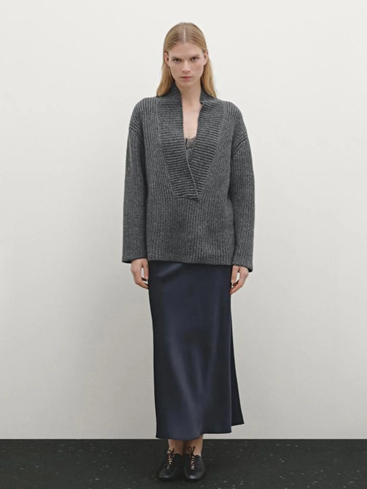 Loose Fit ey Long Sve V-Ne Knitted Sweater Casual Sle Women's Faion MD Women's Clothing Comfortable Lazy Sle