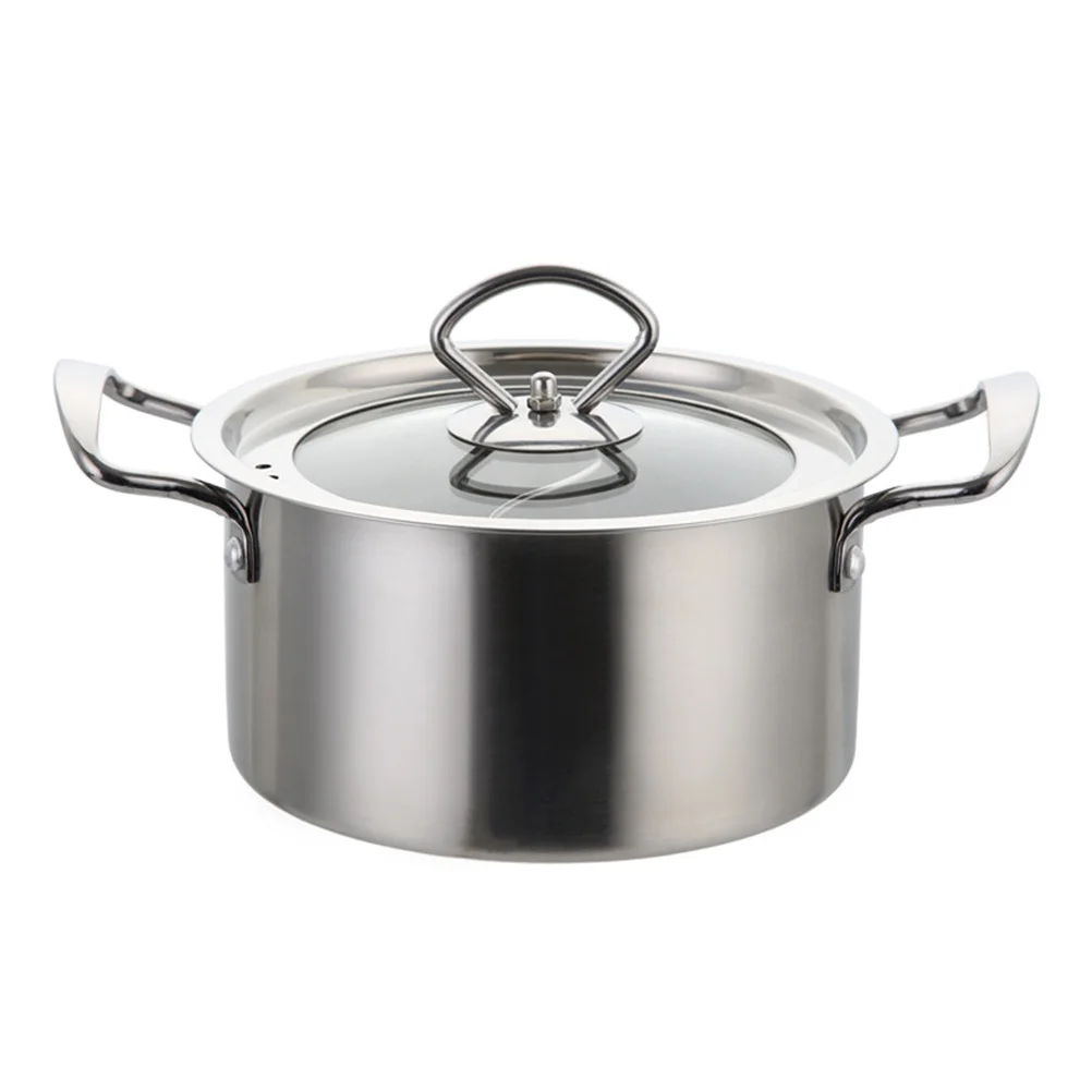 

1Set Two Flavor Hot Pot Cooker Thickened Stainless Steel Stockpot Transparent Lid Suitable for Home Dormitory Outdoor Travel