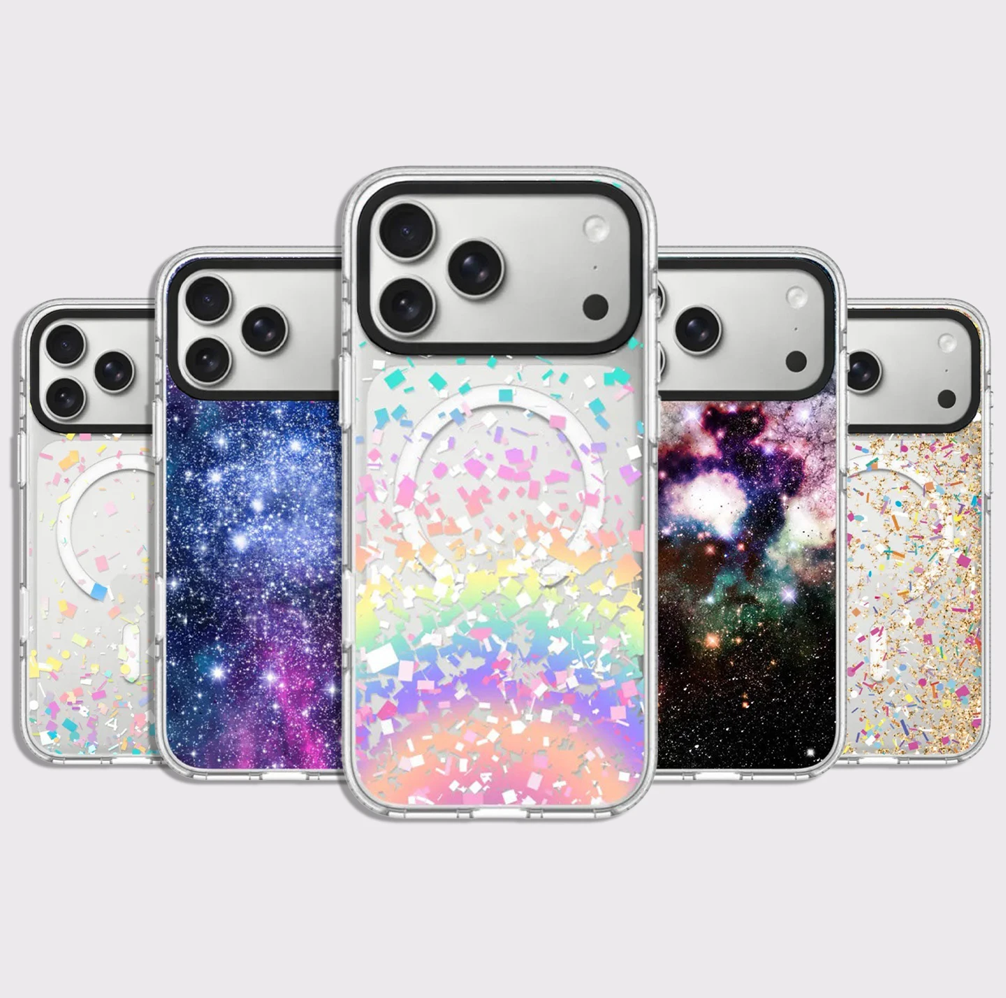 Colorful Starry Sky Universe White Border Magnetic Impact Cover for IPhone 12 13 14 15 16 17 Pro Max Case for IPhone 17 Air