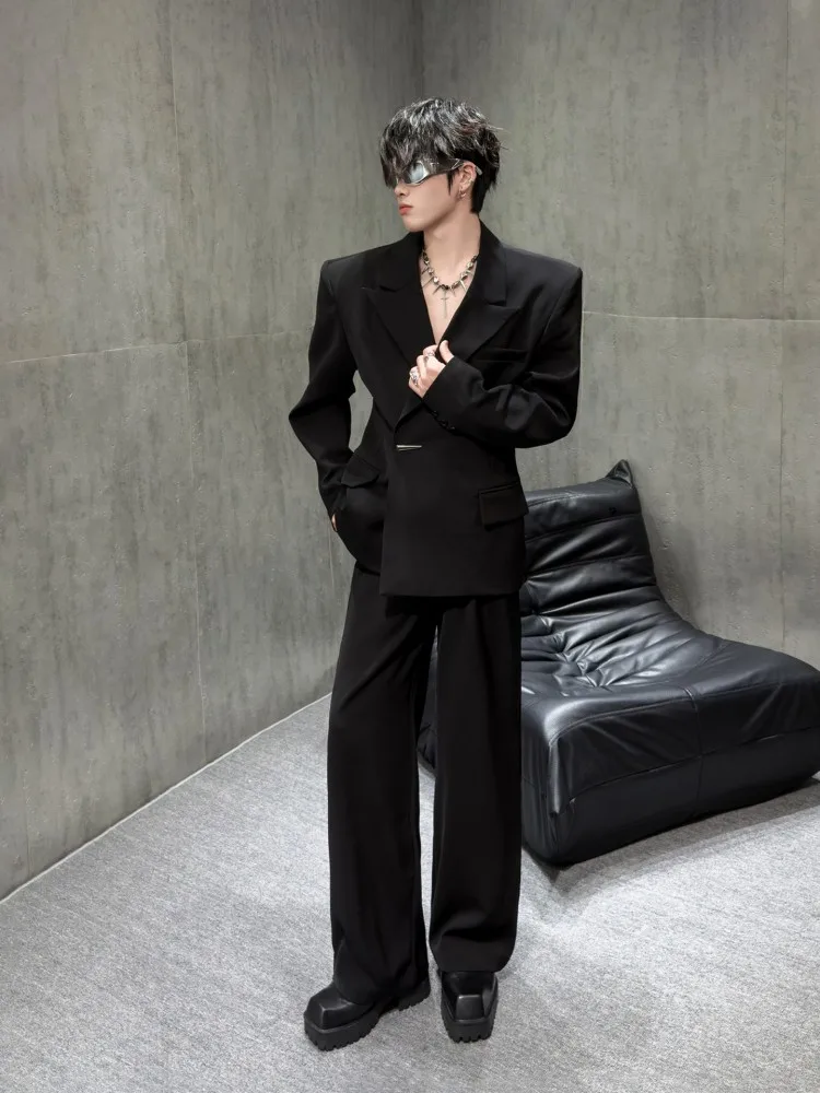 Banquet Mens Solid Color Blazers Pants Two Piece Set Designer New Korean Style Fashion Business Casual Suits Matching Set Outfit