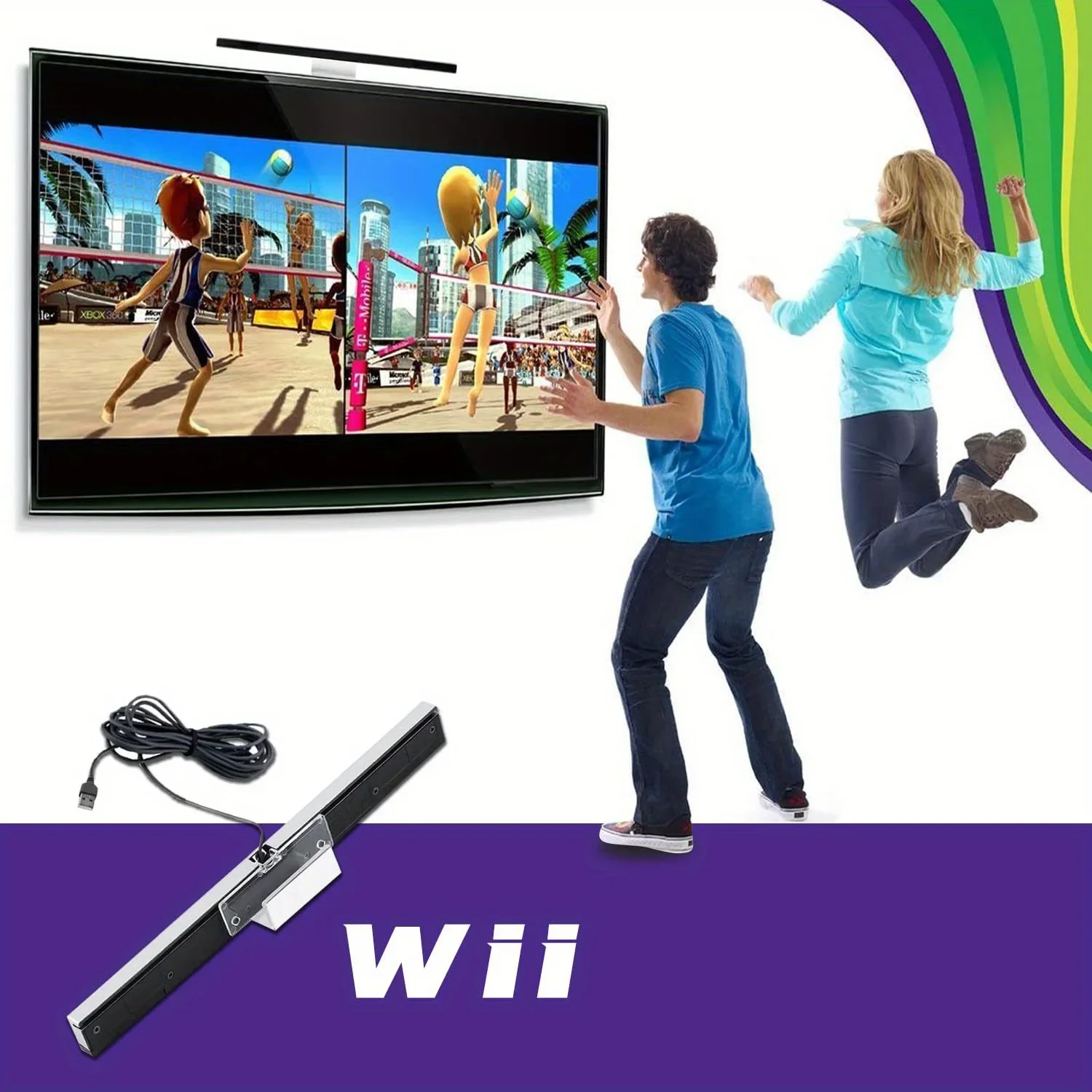Barra de sensor de raios infravermelhos com fio USB de substituição para console de jogos Nintendo Wii