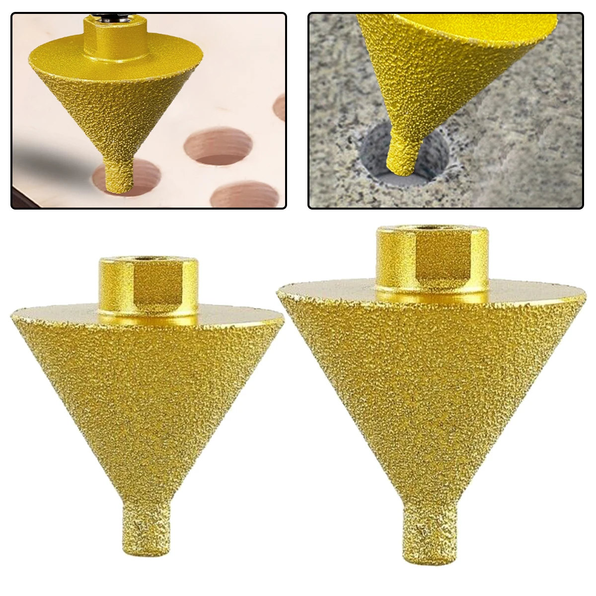 

38/50mm M10 Thread Diamond Beveling Chamfering Bit Hole Drill Reaming Cone CarvePolish Grinding Wheel For Porcelain Tiles Marble