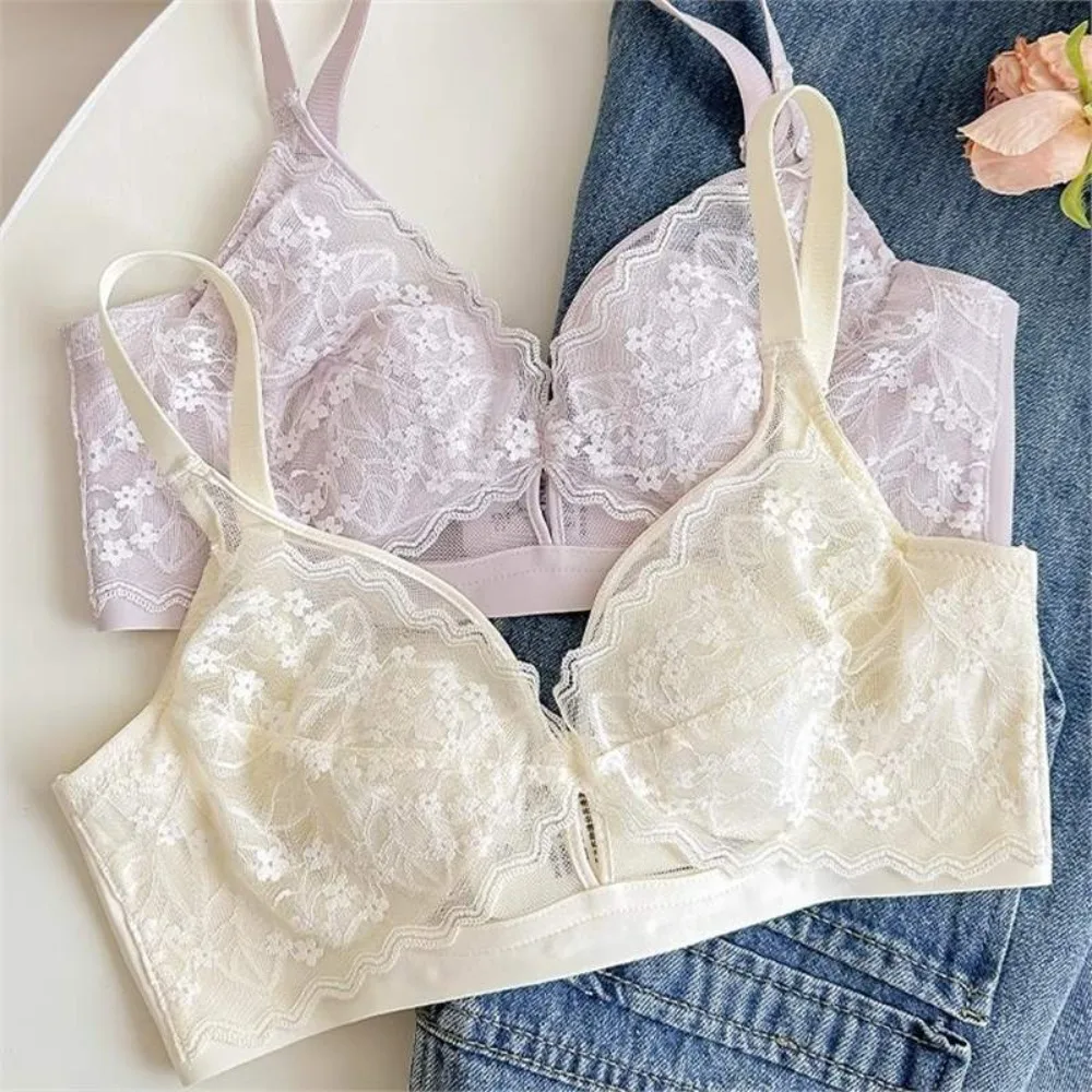 

Rabbit Ears Inner Pads Wireless Deep V Bra Close-fitting Shockproof Brassiere for Women Lingerie Gathered Breasts