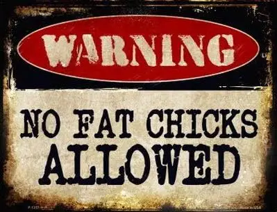 1p,Losea No Fat Chicks Allowed Vintage Signs Metal Tin Sign for Wall Decor Art,12x8 Inches