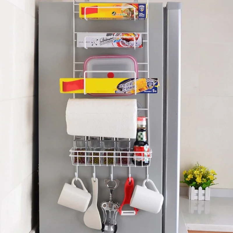 Multi-Layer Refrigerator Shelf Fridge Side Rack Sidewall Holder Kitchen Supplies Organizer Hanging Hook Folding  Storage