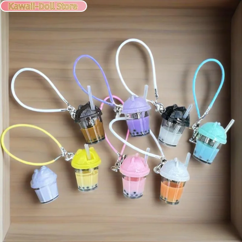 Porte-clés à breloques en forme de sachet de thé au lait, perle mignonne, modèle de Simulation de dessin animé, tasse à café, pendentif alimentaire, voiture, pendentif de sac à main, cadeau