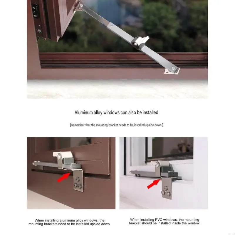 Telescopic Window Stay Support Arm Metal Hold-Open Hardware for Kitchen Bathroom Ventilation and Daily Opening Support M4YD