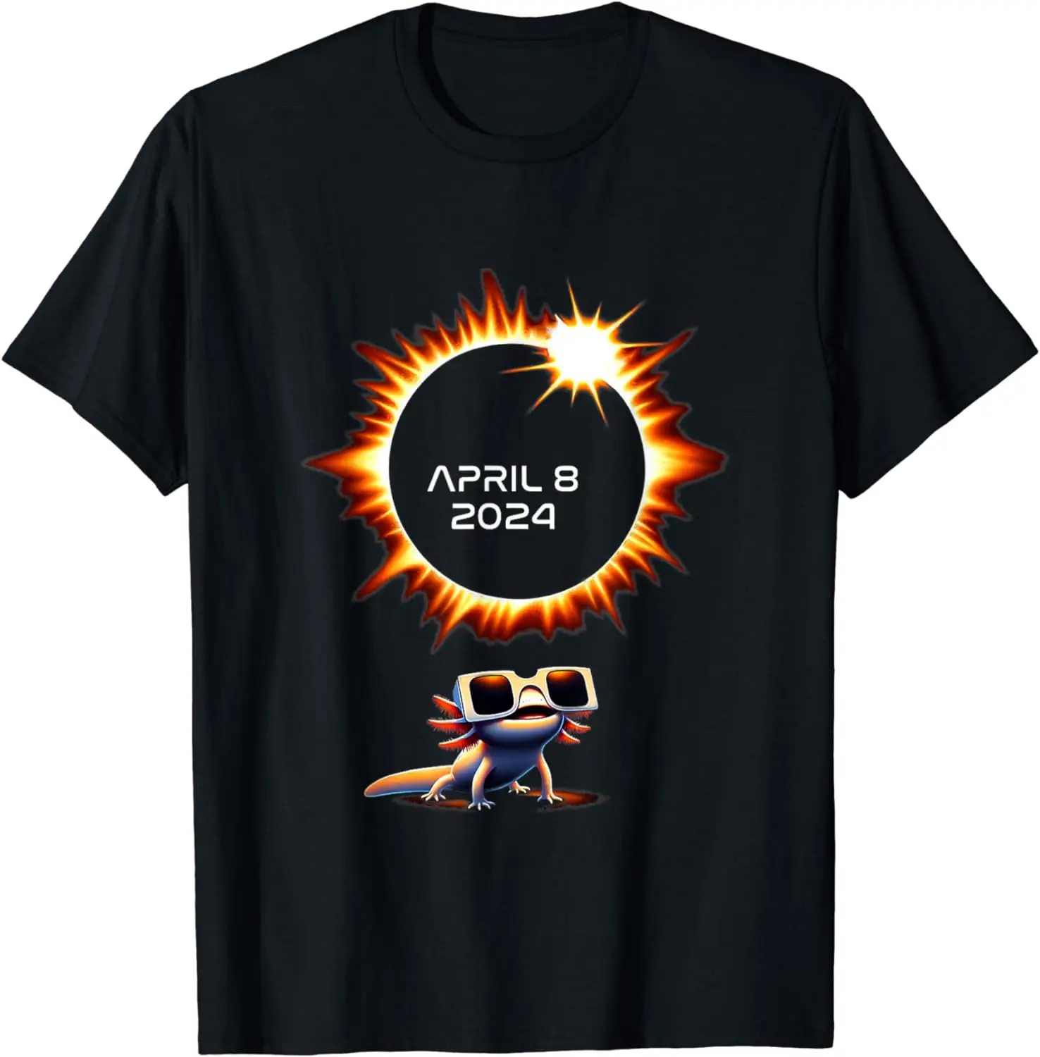 

Total Solar Eclipse tShirts 2024 April 8 Axolotl in Glasses T-Shirt