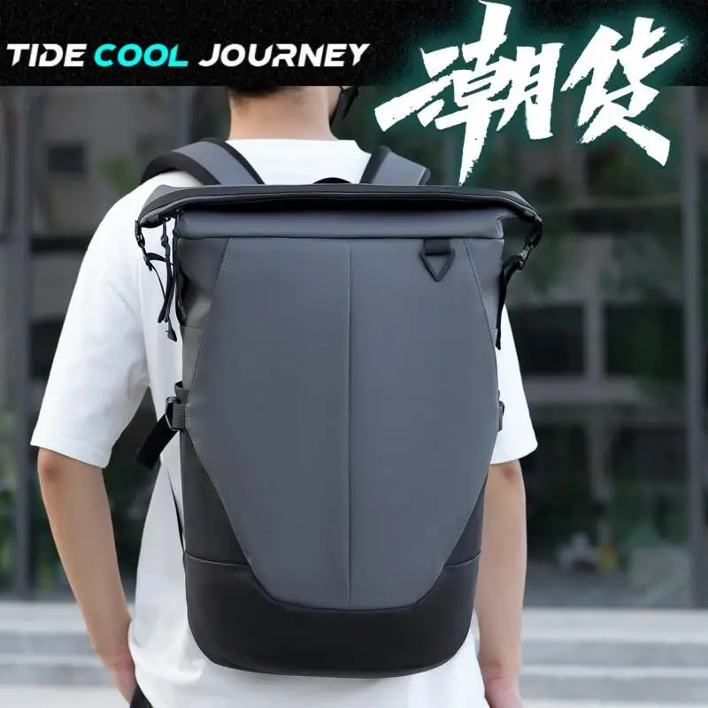 

Fashionable New Notebook Storage Bag with Rolled Edge Design, Large Capacity Multifunctional Backpack, Handbag, Camping Bag