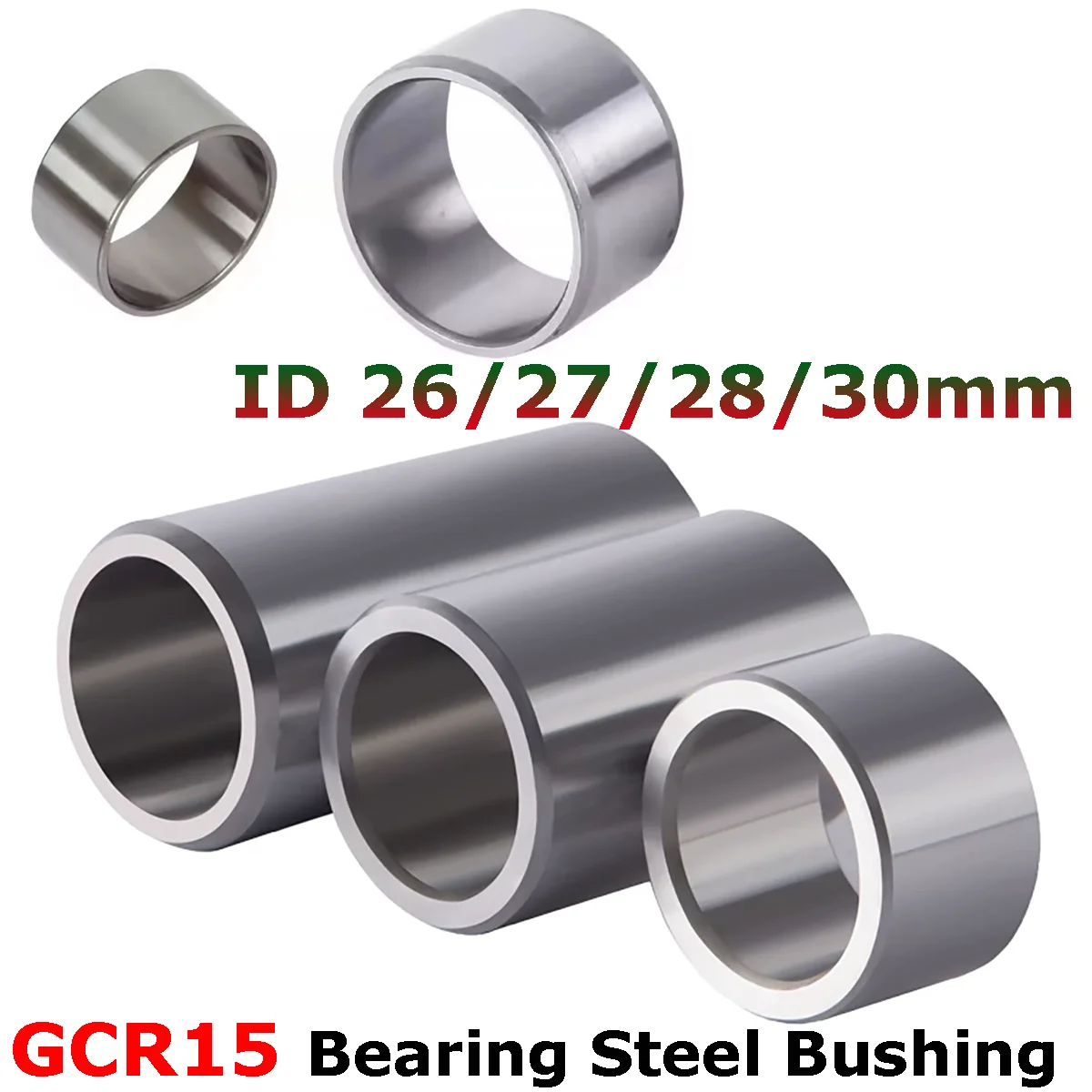 1pcs ID 26/27/28/30mm GCR15 Bearing Steel Bushing Round Hollow Unthreaded Stand-off Spacer Wear Resistant Guide Sleeve L=5-80mm