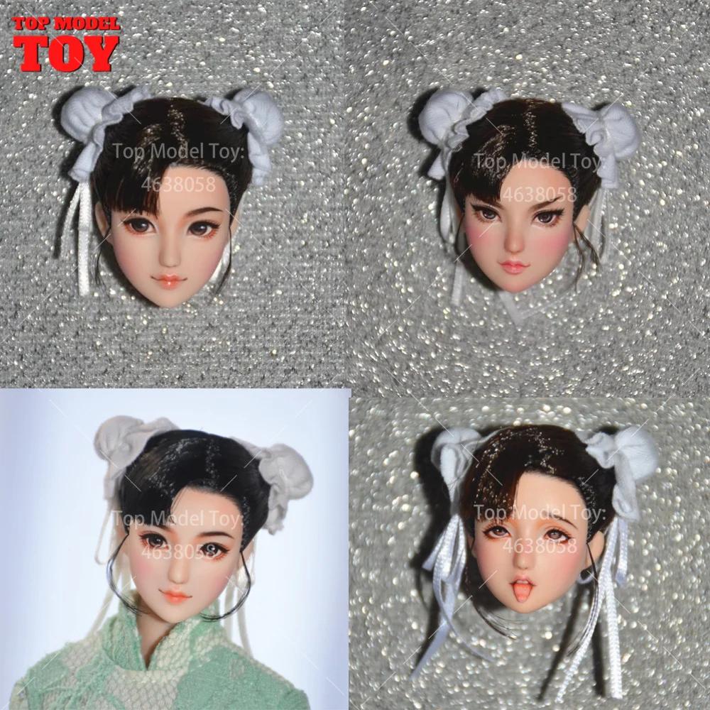 1/6 Customization Beauty Girl Obitsu Head Chunli Double Meatball Head Model For 12