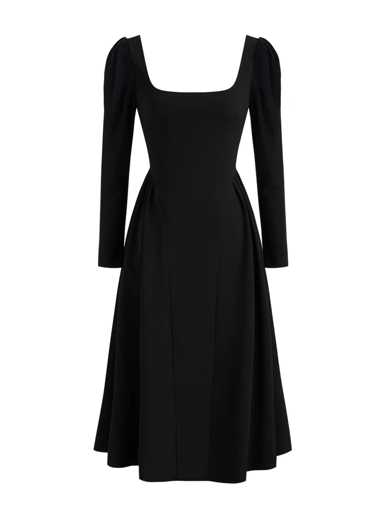 2025 neue frauen Square Neck Pullover Kleid Lässig Elegante Pendler Wind Langarm Reife Frauen Herbst Beste Wahl