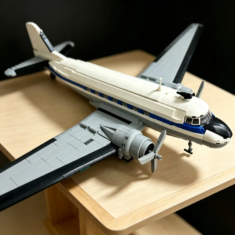Retro Spiral Aircraft Assembled Building Blocks Model Large Airliner Ornaments Birthday Gift Model Collectible Toys