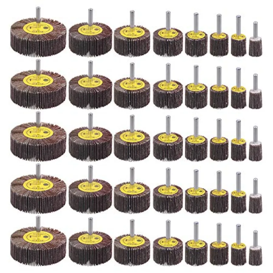 

40 Pack 1/4 Abrasive Flap Wheel Sander Set with 80 Grit Aluminum Oxide for Cylindrical Shape Sanding Wheels Ideal for Metal Woo
