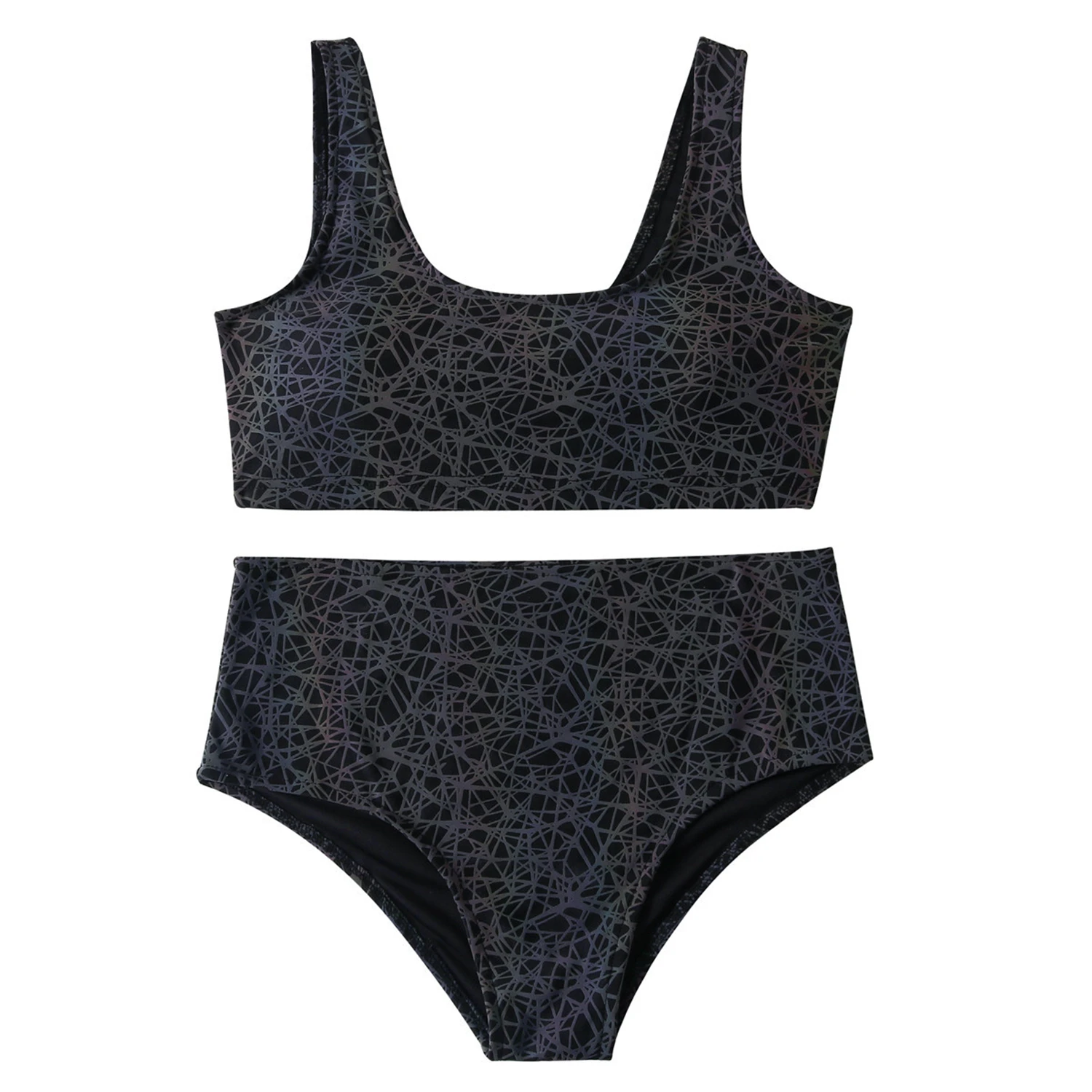 

Summer Bikini Split Type Two Piece Set Sexy Reflective Swimsuit Club Pole Dance Night Club Catwalk Clothing Party Beach Outfits