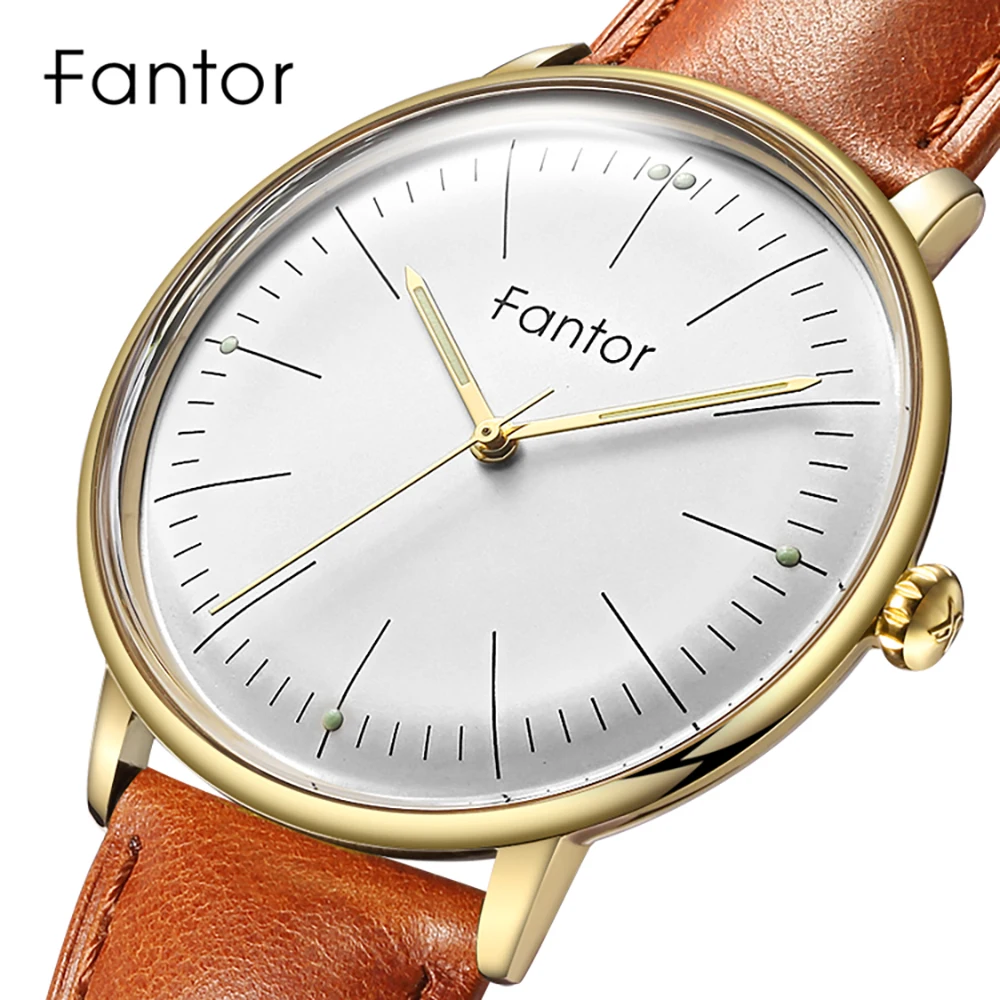 Fantor Men\'s Brand Casual Quartz Luminous Hand Classic Minimalist Man Wrist Leather Watch for Men montre homme